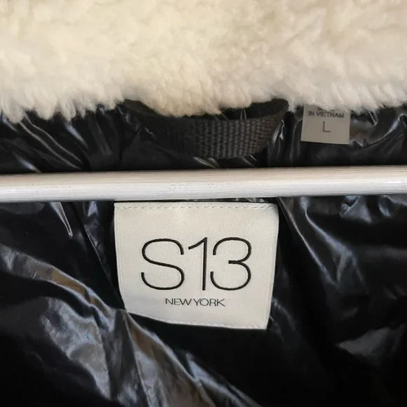 NWT S13/NYC Callie Faux-Sherpa-Trim Down Puffer Coat Size L - Picture 5 of 11